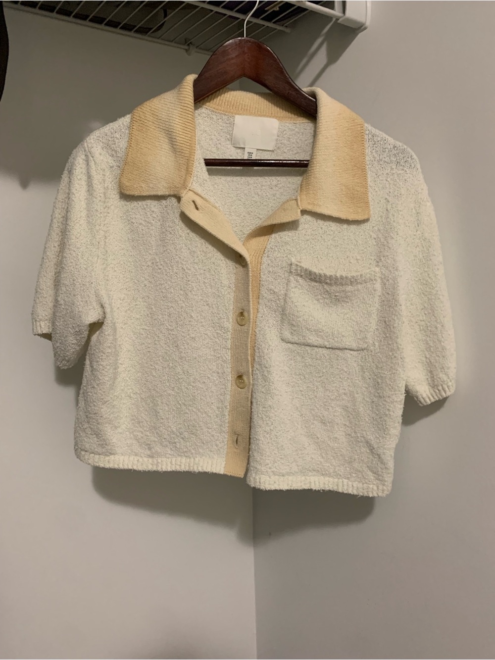 H&M Cream Knit Polo with Pale Yellow Trim